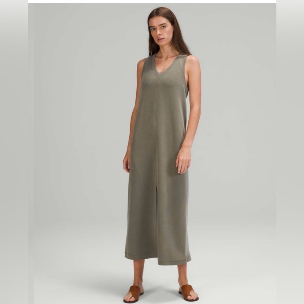 Lululemon Ease of it All V-Neck Midi Dress Softstreme in Grey Sage
